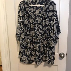 Torrid navy and cream babydoll top